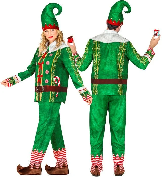 Weihnachtself-Kostüm für Herren, grün-rot