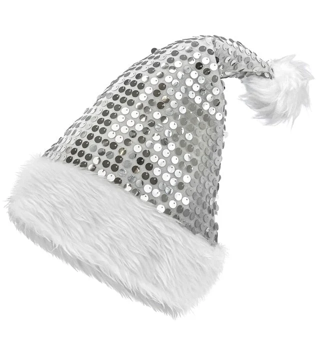 Weihnachtsmannmütze mit Pailletten, silber