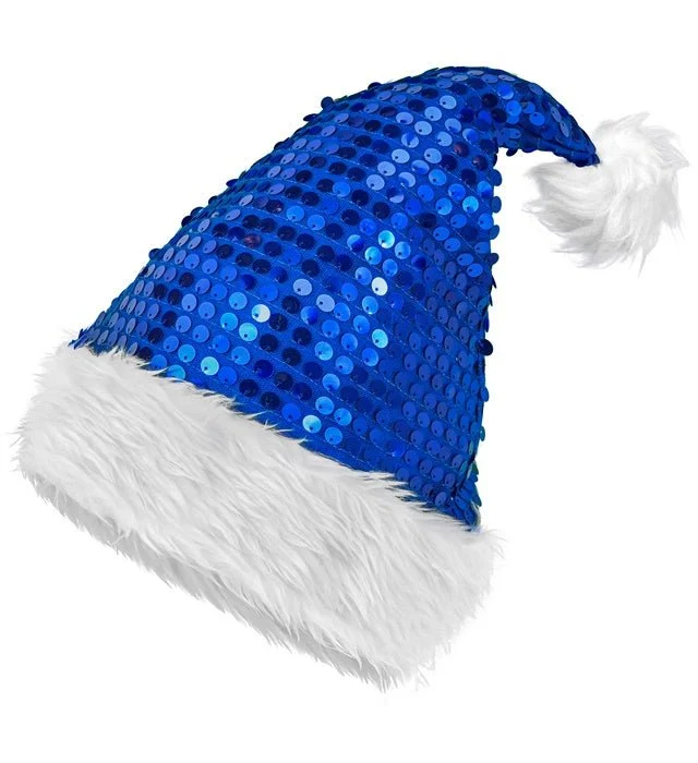 Weihnachtsmannmütze mit Pailletten, blau