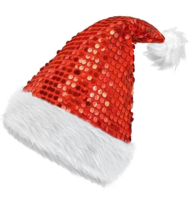 Weihnachtsmannmütze mit Pailletten, rot