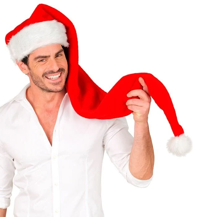 Extra lange Plüsch-Weihnachtsmannmütze, 1,25 m