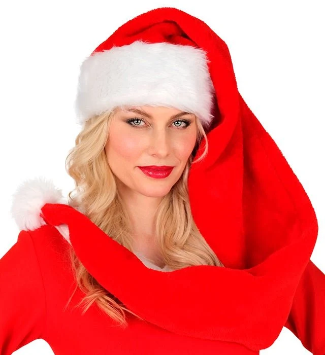 Extra lange Plüsch-Weihnachtsmannmütze, 1,25 m