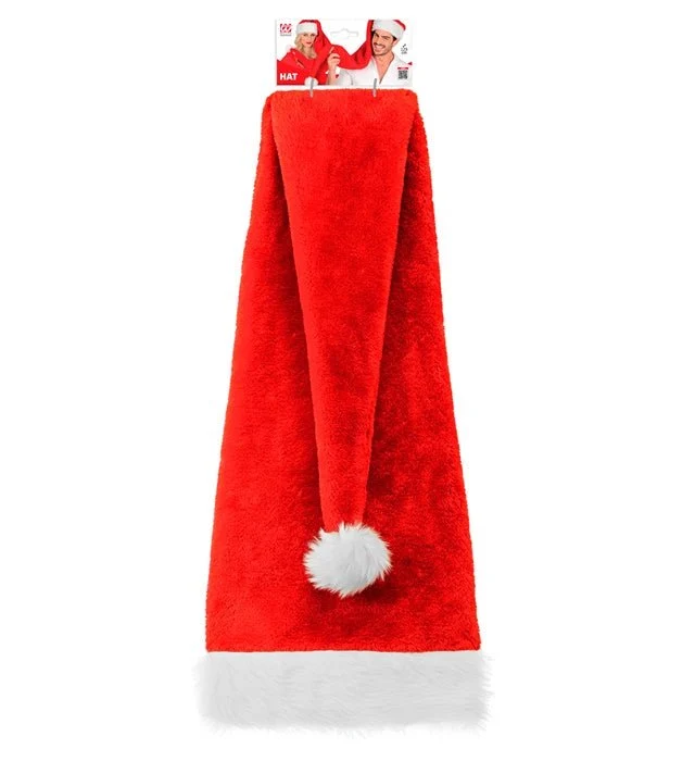 Extra lange Plüsch-Weihnachtsmannmütze, 1,25 m