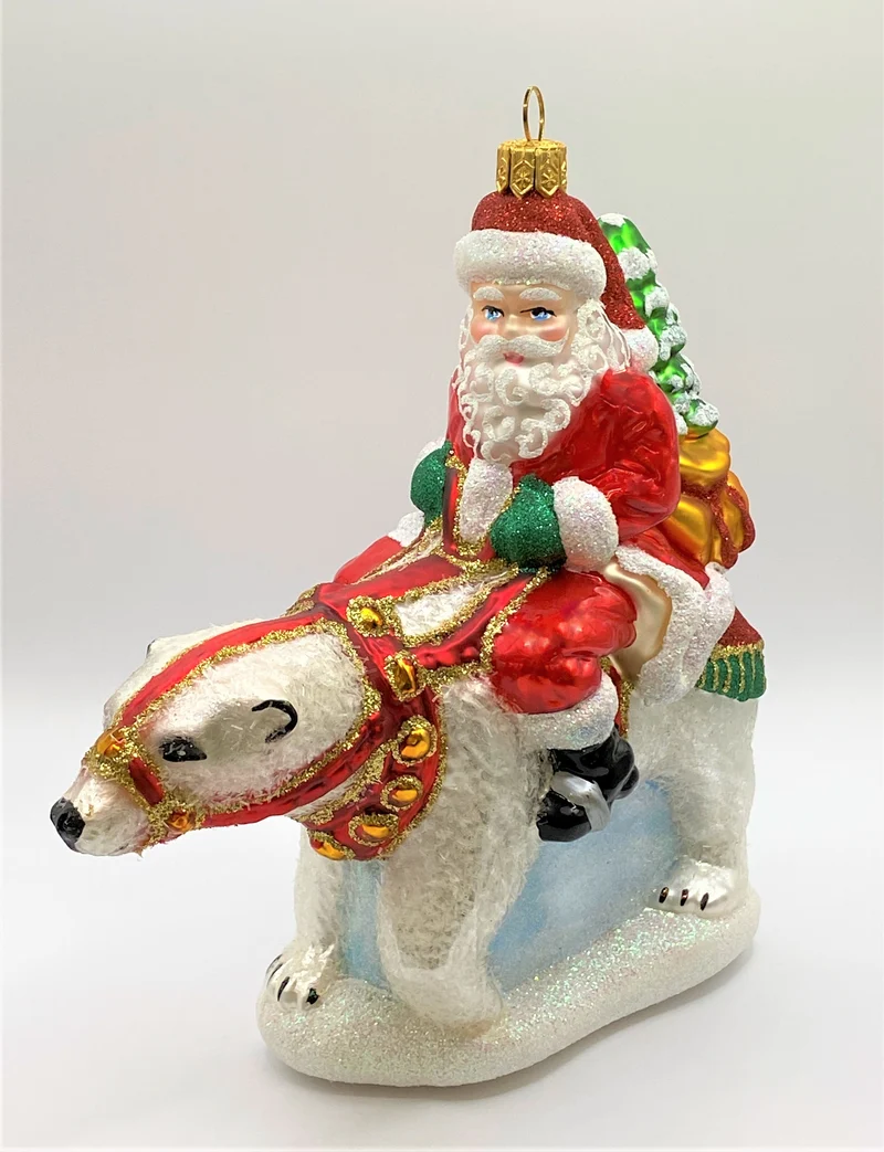 Santa Claus auf Eisbär reitend