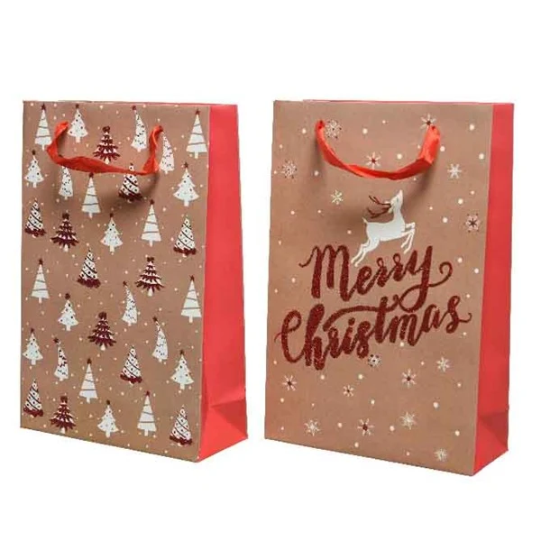 Papiertasche Glitter rot 2s