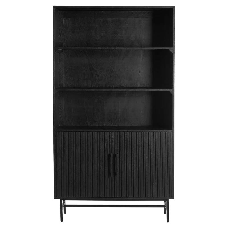 Regalschrank DUBAKU Mangoholz schwarz 100x40x180cm
