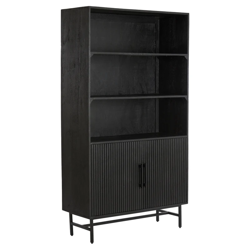 Regalschrank DUBAKU Mangoholz schwarz 100x40x180cm
