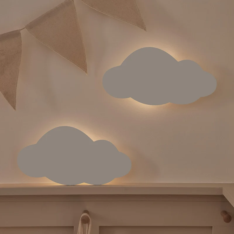 2er Set LED Wolke Nachtlicht wiederaufladbar mit Fernbedienung