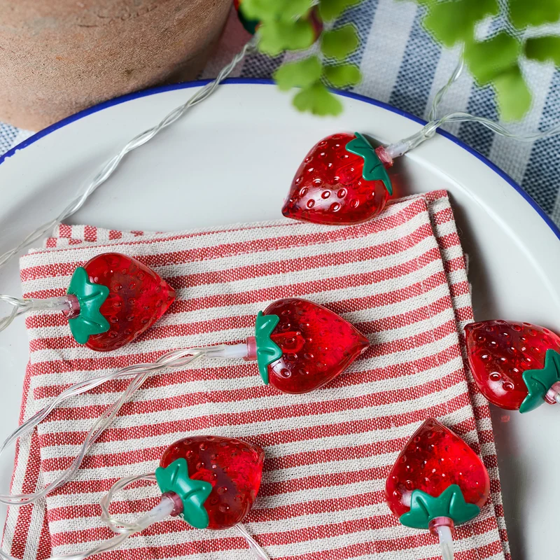 10er LED Lichterkette Erdbeeren Batteriebetrieb