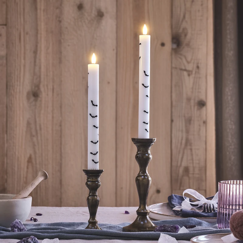 2er Set TruGlow® LED Stabkerzen Echtwachs Fledermäuse