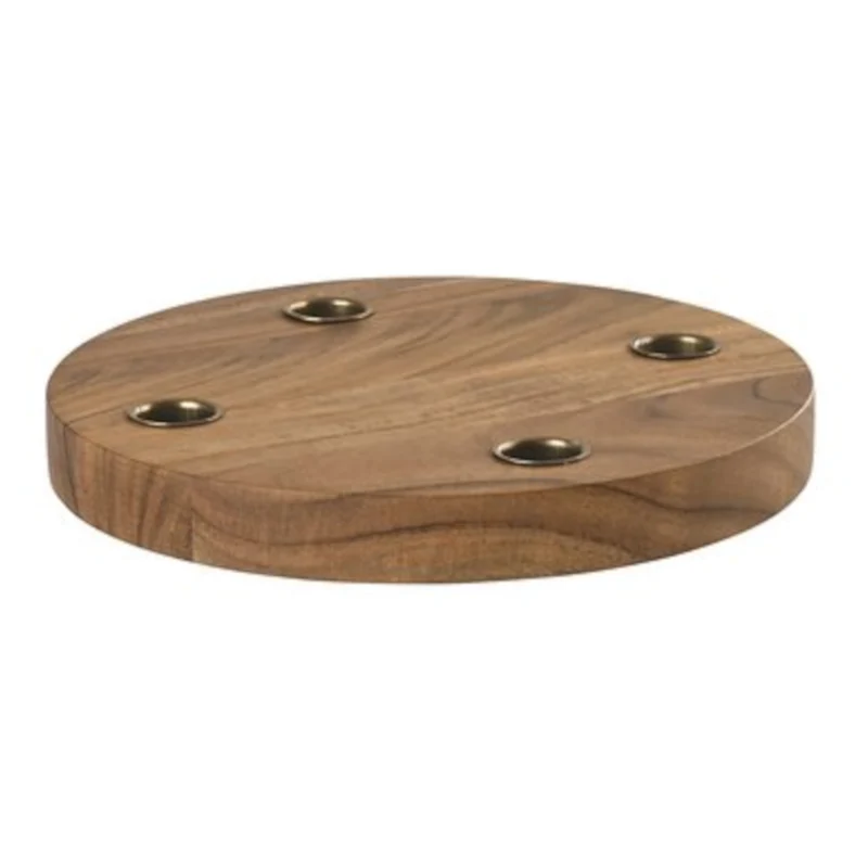 Runder Kerzenhalter BENTO Akazienholz 22x2,5x22cm