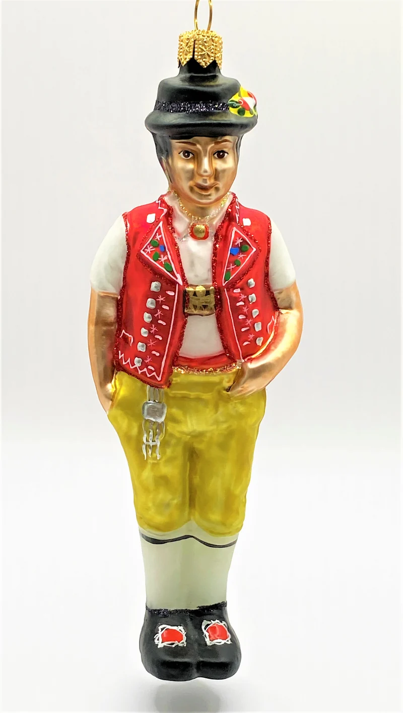 Senntum Knecht, gelbe Hosen, Alpfahrt