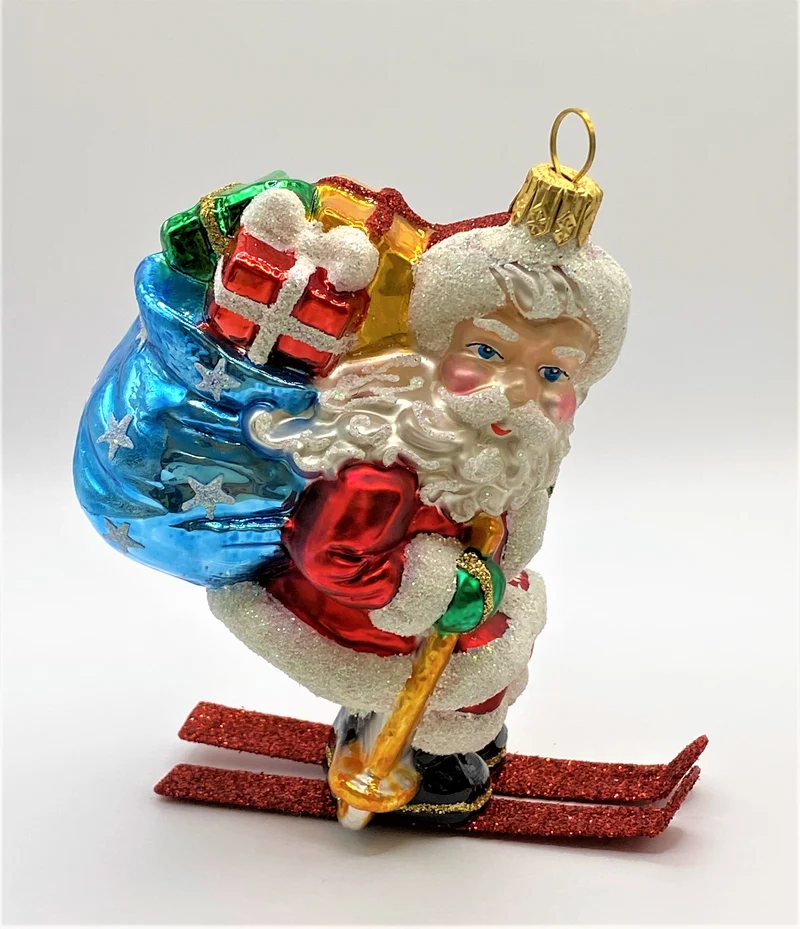 Santa auf Ski mit Sternen Geschenksack