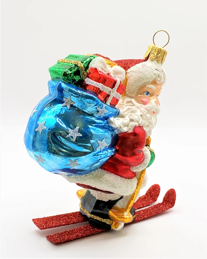 Santa auf Ski mit Sternen Geschenksack