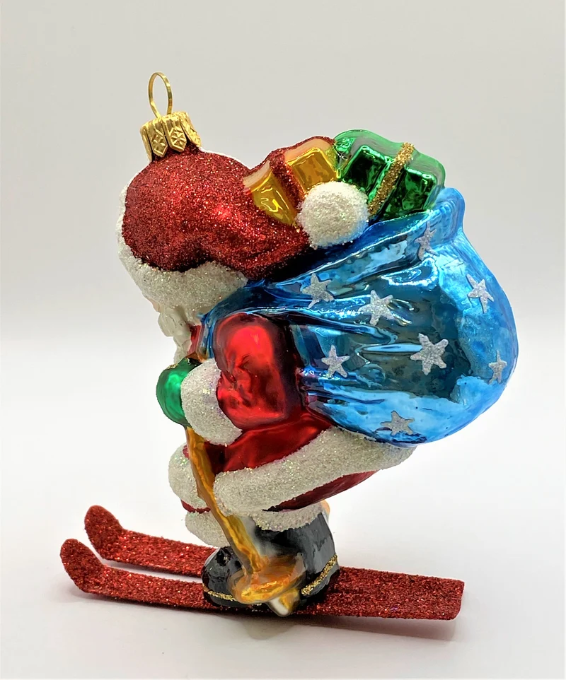 Santa auf Ski mit Sternen Geschenksack