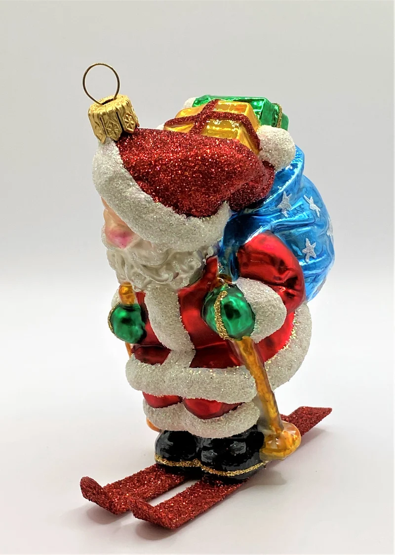Santa auf Ski mit Sternen Geschenksack