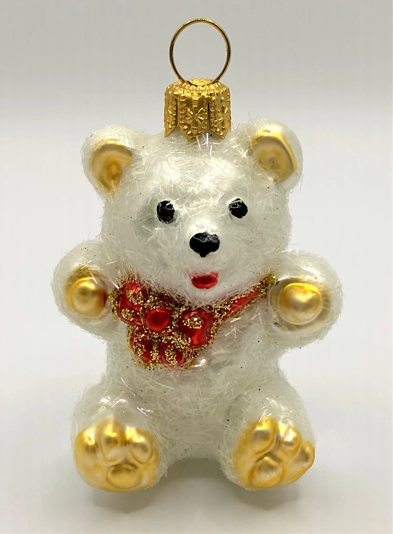 Kleiner sitzender weisserTeddy-Bär