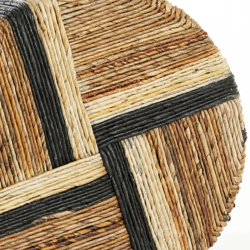 Sitzpouf YUTURI Bananenfaser braun/schwarz/creme Ø40cm