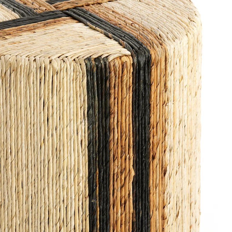 Sitzpouf YUTURI Bananenfaser creme/schwarz/braun Ø40cm