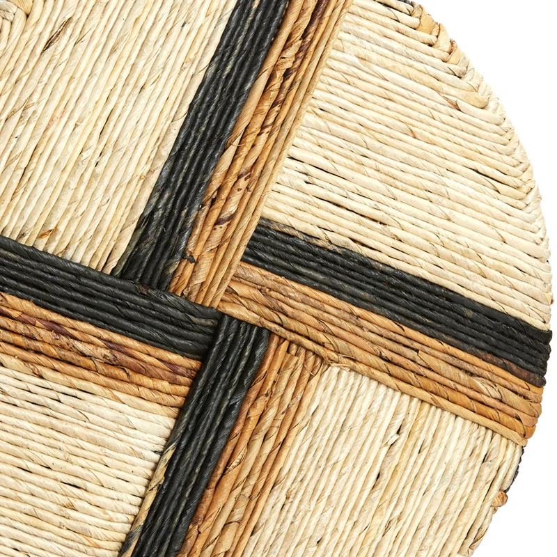 Sitzpouf YUTURI Bananenfaser creme/schwarz/braun Ø40cm