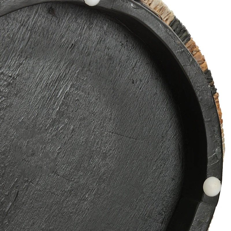 Sitzpouf YUTURI Bananenfaser creme/schwarz/braun Ø40cm