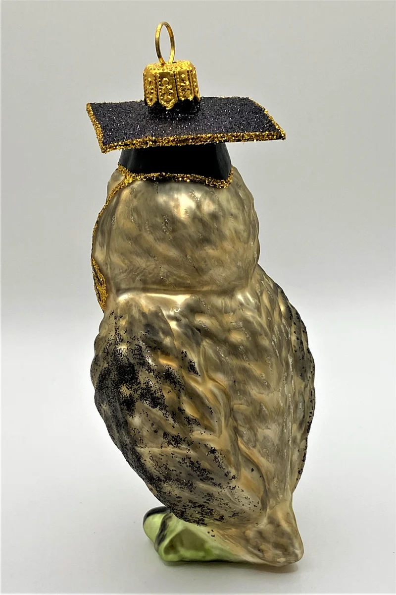 Eule mit Doktorhut, grau