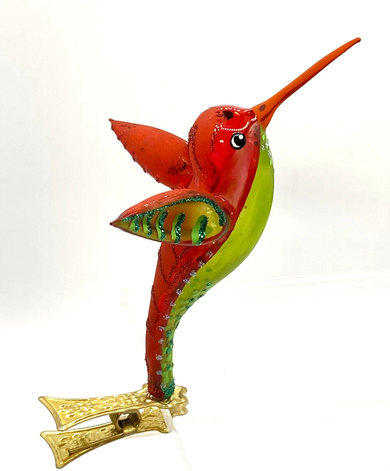 Kolibri auf Clip, rot/grün transparent
