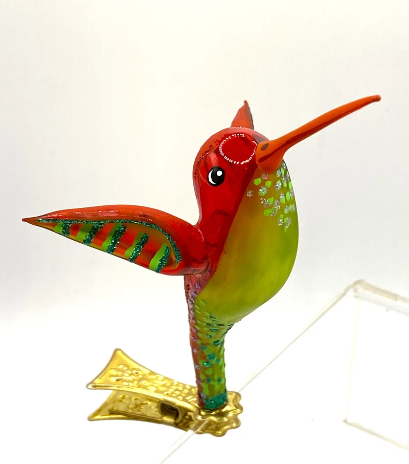 Kolibri auf Clip, rot/grün transparent