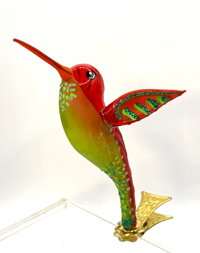 Kolibri auf Clip, rot/grün transparent