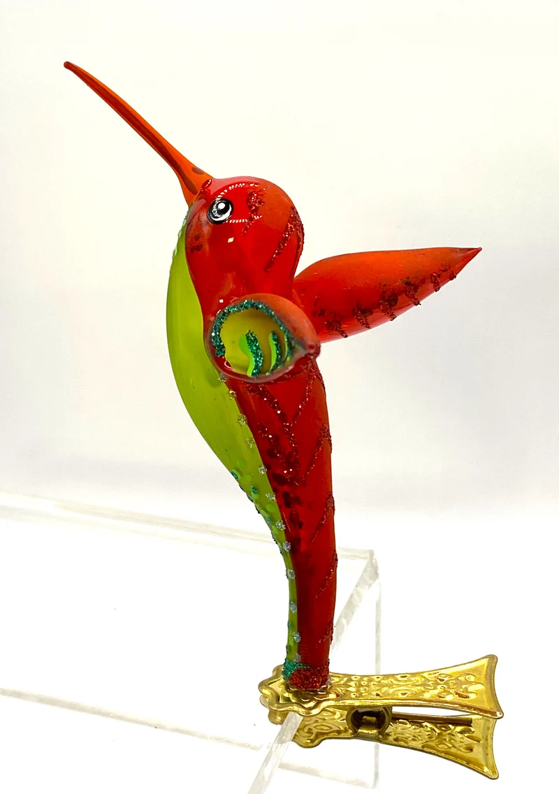 Kolibri auf Clip, rot/grün transparent