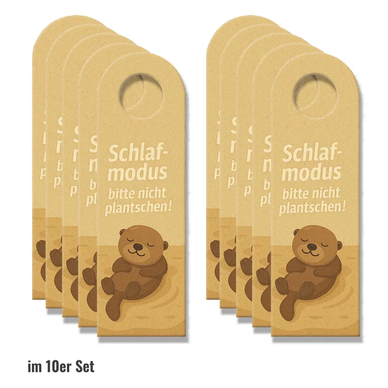 Schlafmodus Otter Willkommen Türhänger mit Spruch
