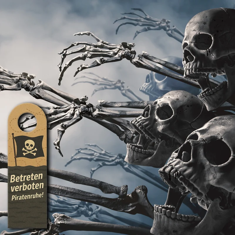 Betreten verboten und Piratenruhe! Piratenflagge Schiff Spruch Türhänger für Piratenfans