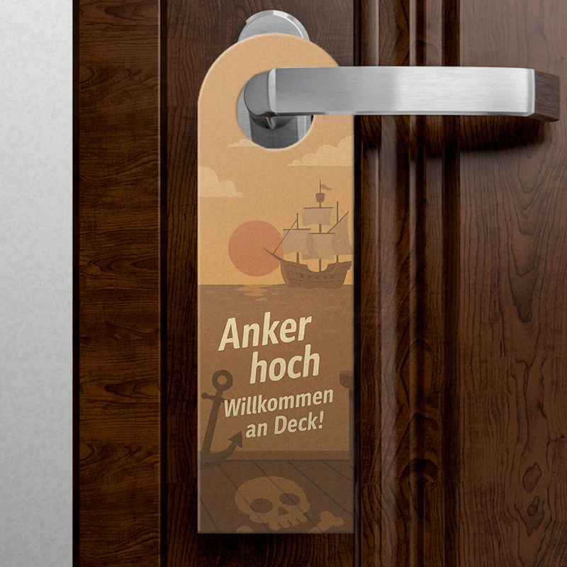 Betreten verboten und Piratenruhe! Piratenflagge Schiff Spruch Türhänger für Piratenfans