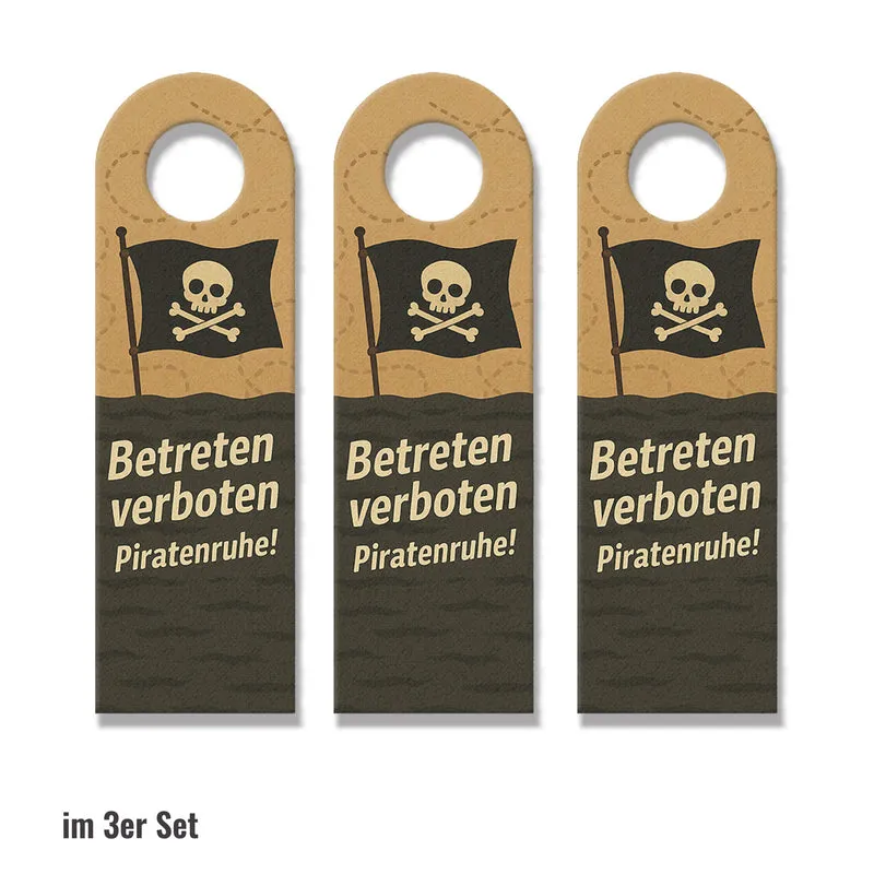 Betreten verboten und Piratenruhe! Piratenflagge Schiff Spruch Türhänger für Piratenfans