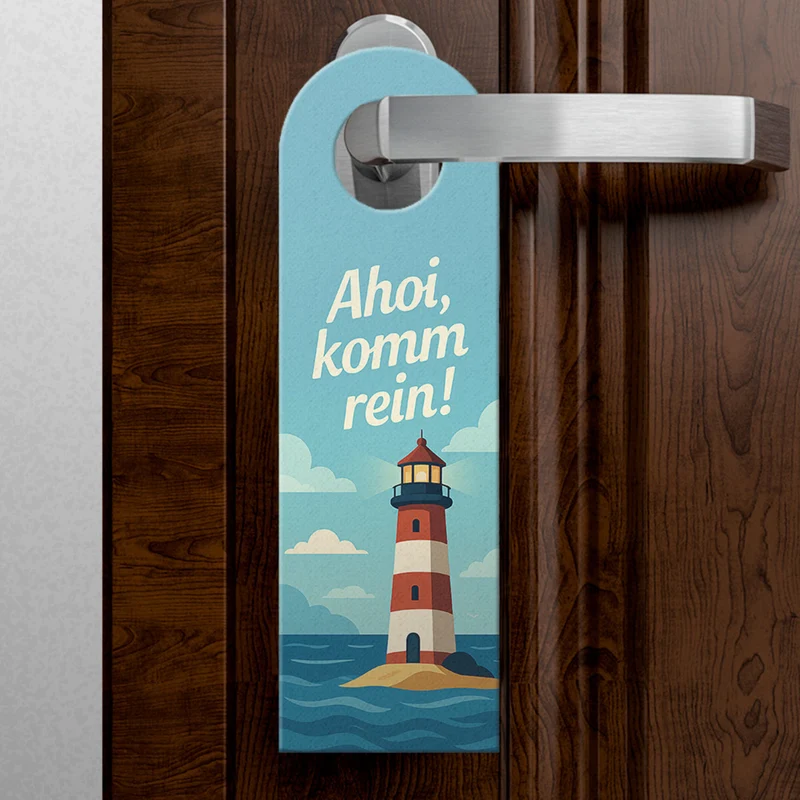 Bitte nicht an Bord Ahoi, komm rein! Leuchtturm Türhänger Maritim