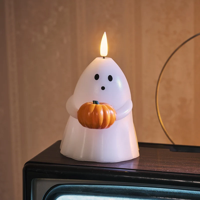 TruGlow® LED Kerze Echtwachs Geist mit Kürbis