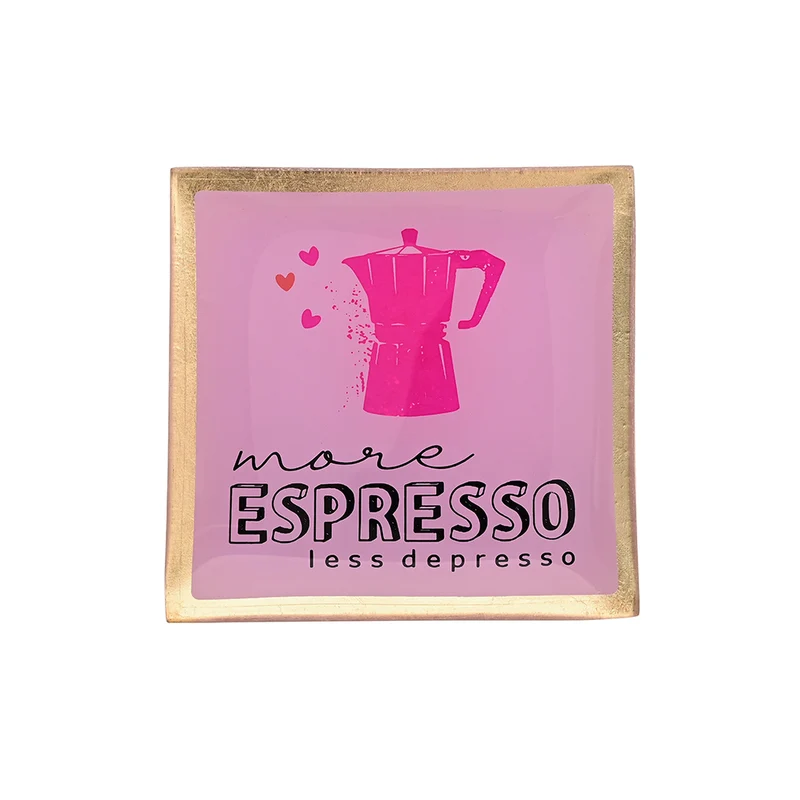 Glasteller MORE ESPRESSO rosa, gold 10x10 cm