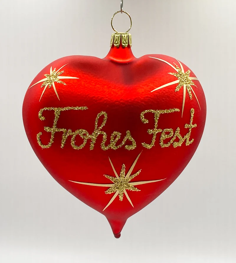 Herz rot mit Aufschrift " Frohes Fest "