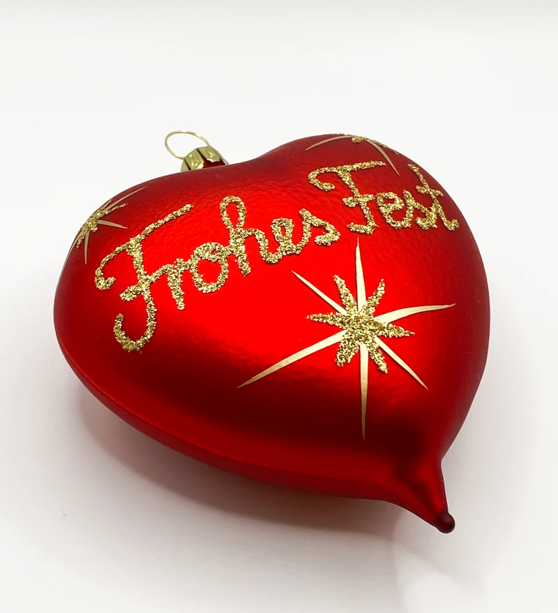 Herz rot mit Aufschrift " Frohes Fest "