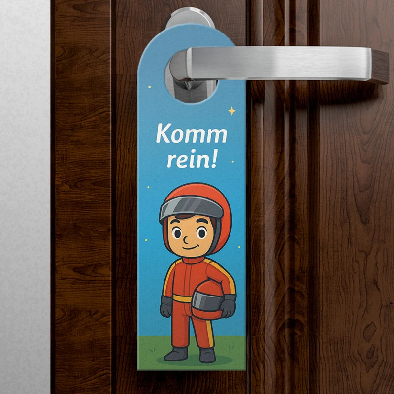 Rennwagen Cartoon Bleib draußen! Komm rein! Türhänger für Kinderzimmer