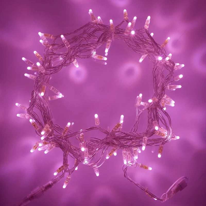Core Connect 70m 700er LED Lichterkette pink koppelbar transparentes Kabel