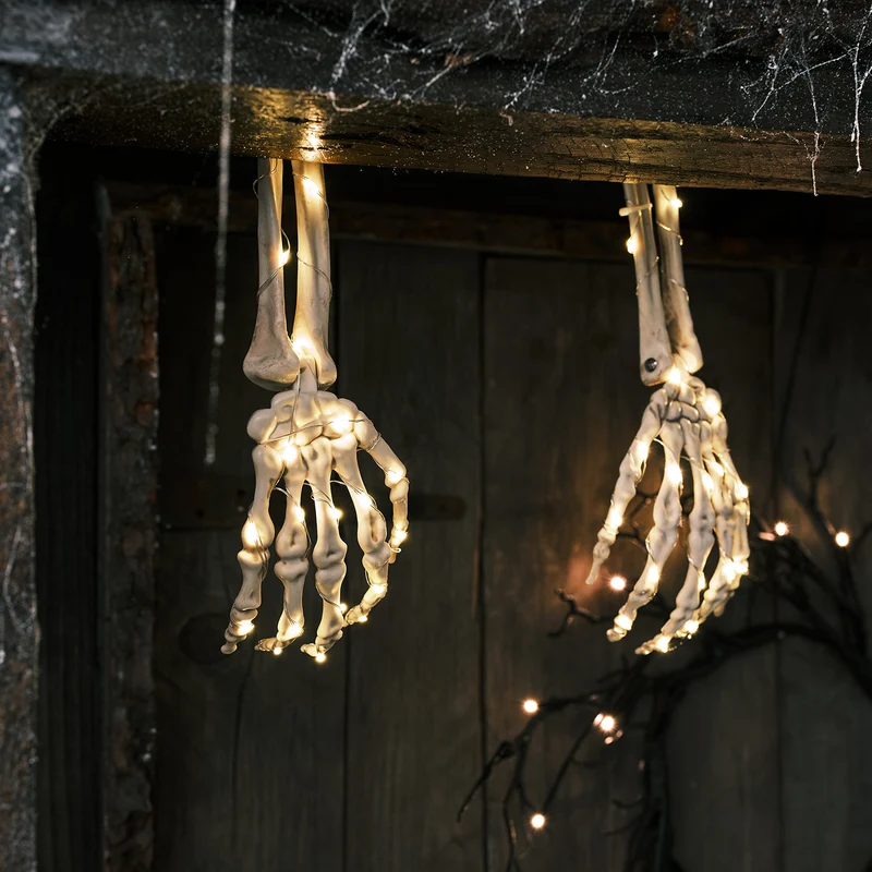 2er Set Halloween Gartendeko Stableuchten Skelette
