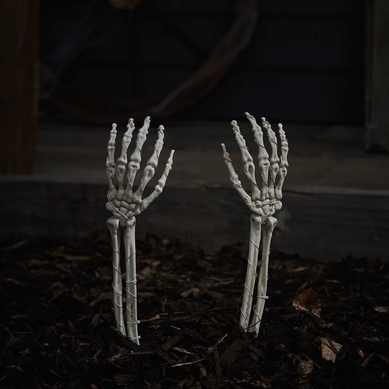 2er Set Halloween Gartendeko Stableuchten Skelette