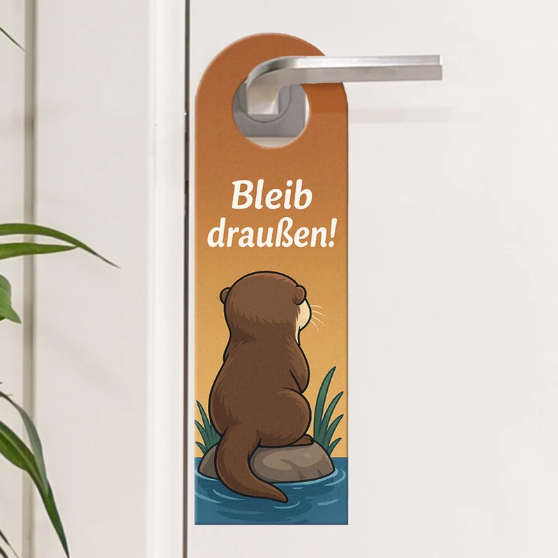 Cartoon Otter Bleib draußen! Komm rein! Türhänger