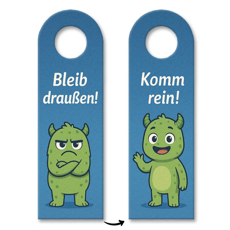 Niedliche Monster Bleib draußen! Komm rein! Türhänger Kinder