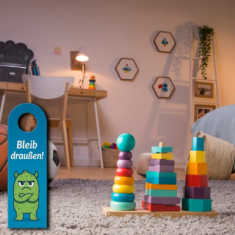 Niedliche Monster Bleib draußen! Komm rein! Türhänger Kinder