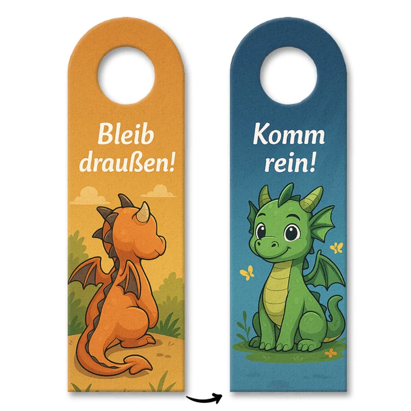 Drachen Cartoon Bleib draußen! Komm rein! Türhänger