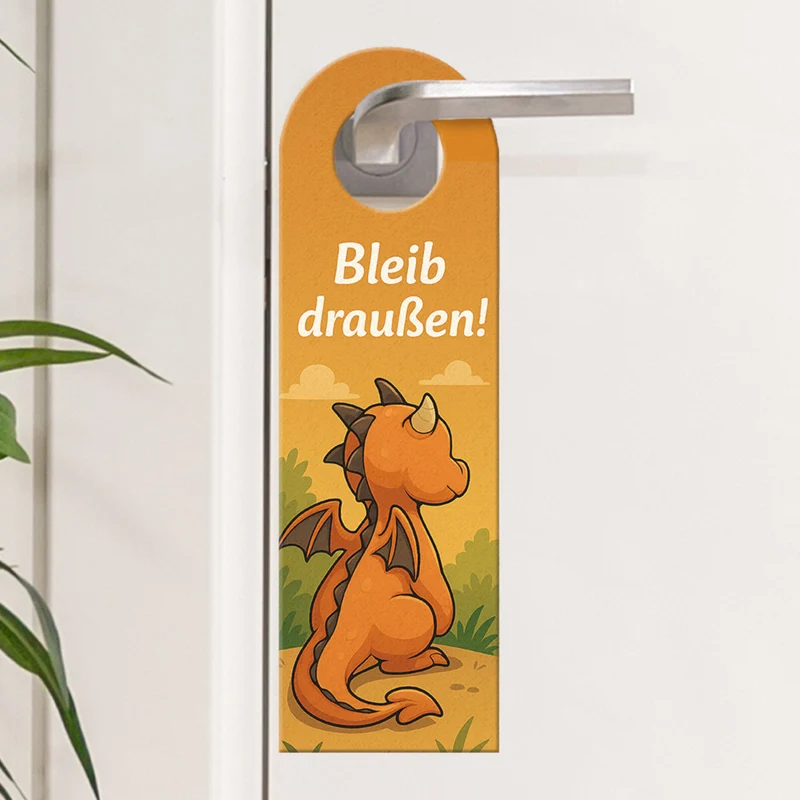 Drachen Cartoon Bleib draußen! Komm rein! Türhänger