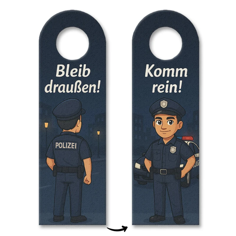 Polizisten Cartoon Bleib draußen! Komm rein! Türhänger