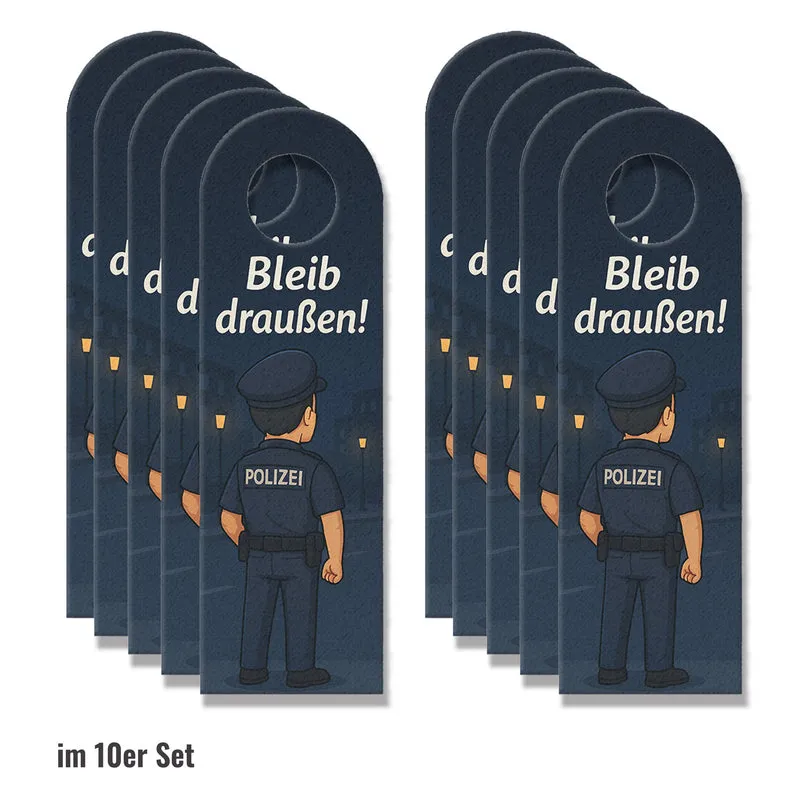 Polizisten Cartoon Bleib draußen! Komm rein! Türhänger
